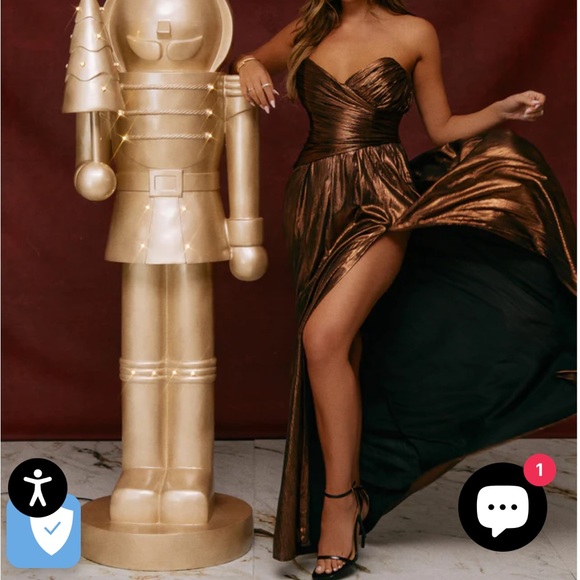 AIMANI STRAPLESS MAXI DRESS - BRONZE - Picture 1 of 5
